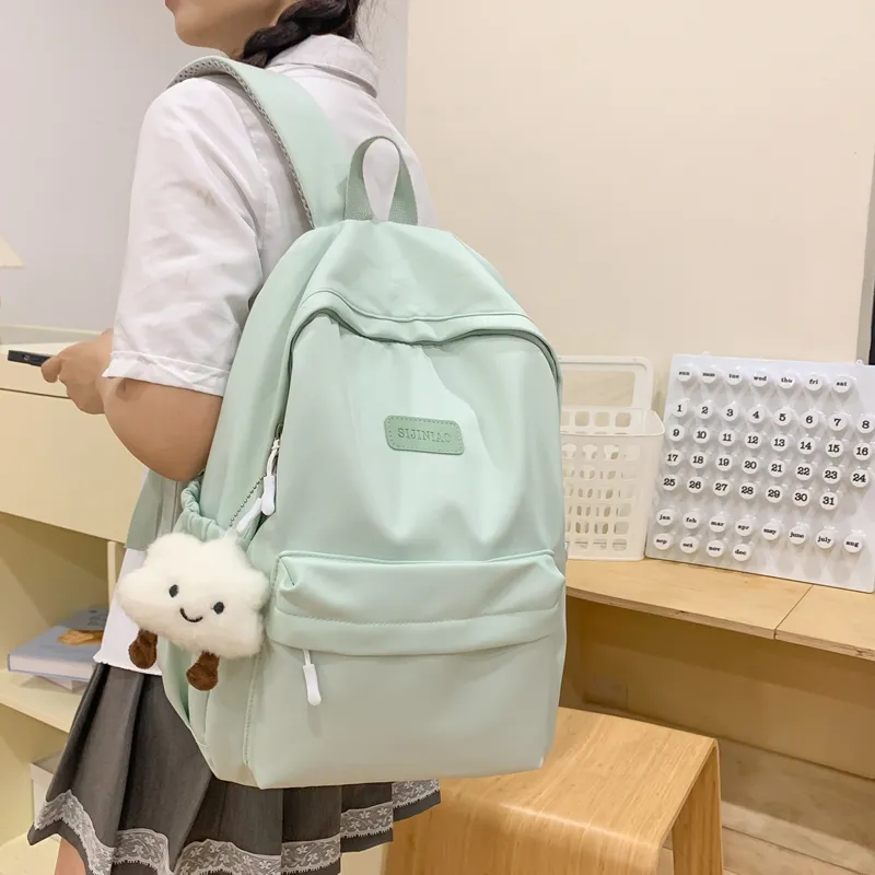 BUBM Nylon Backpack Unisex Black/White/Pink/Purple/Green-16