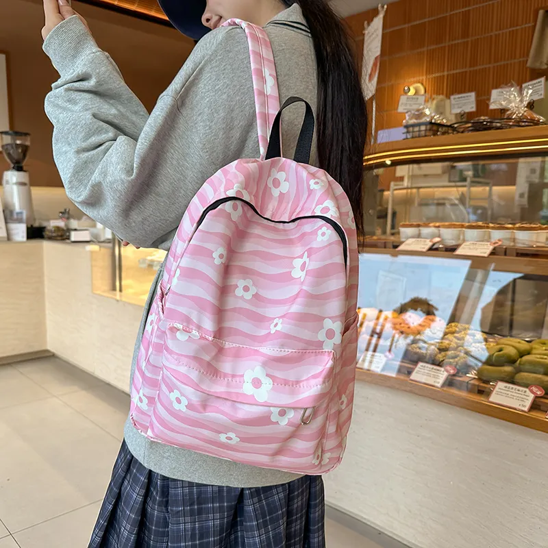 BUBM Nylon Backpack Unisex Black/Blue/Pink/Orange/Khaki-13