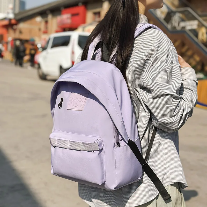 BUBM Nylon Backpack Unisex Purple/Orange/Black/White-2