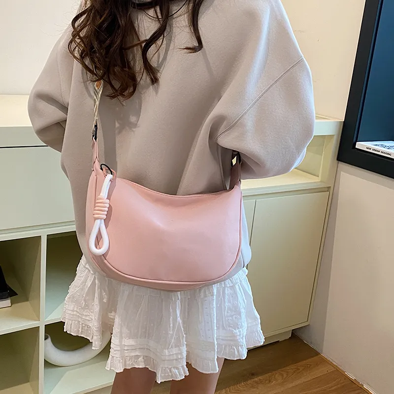 BUBM Composite Cloth Shoulder Bag Regular Unisex White Brown/White Black/Black/Pink-23