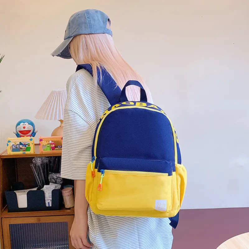 BUBM Nylon Fabric Backpack Unisex Red/Yellow/Teal/Purple Pink/Pink Green/Dark Pink-7