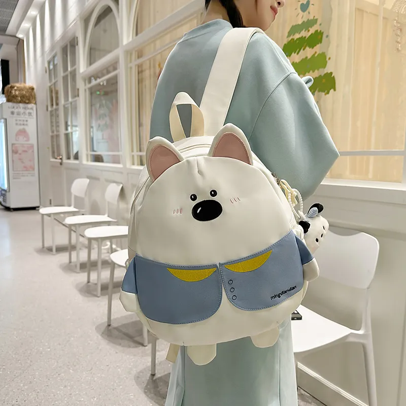 BUBM Nylon Backpack Regular Unisex White/Khaki-5