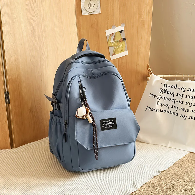 BUBM Nylon Backpack Unisex Black/White/Red/Blue/Khaki-17