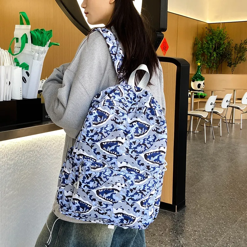 BUBM Nylon Backpack Regular Unisex Sky Blue/Navy Blue/Gray/Purple/Green-6