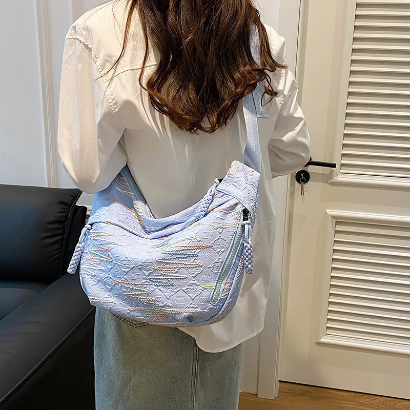 BUBM Composite Cloth Shoulder Bag Unisex White/Black/Blue/Pink-13