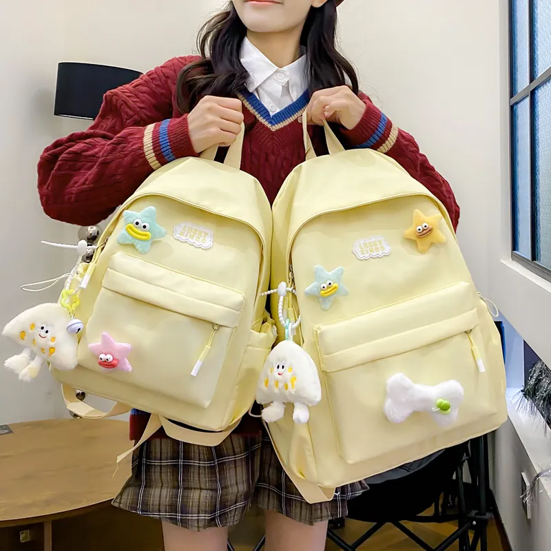 BUBM Nylon Backpack Women's White/Black/Pink/Light Green/Yellow-10