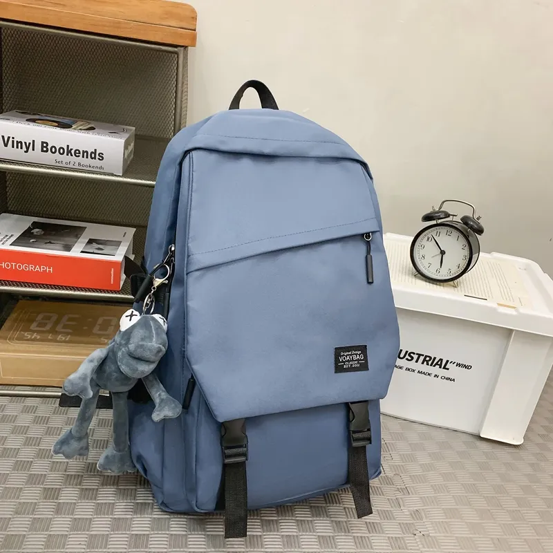 BUBM Nylon Backpack Unisex Black/White/Gray/Red/Blue-22