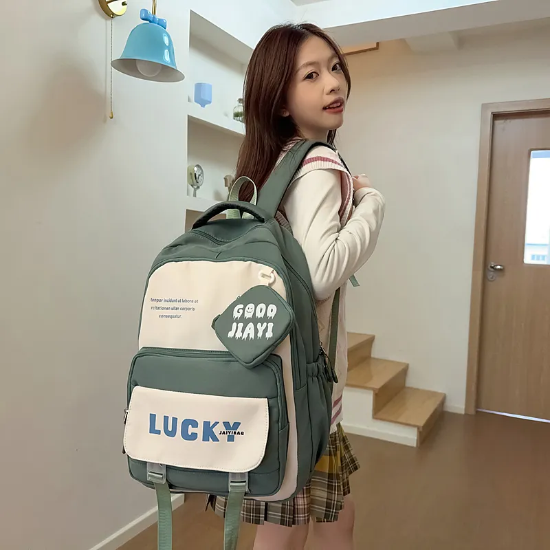 BUBM Nylon Backpack Regular Unisex Black/Green/Pink/Ecru/Khaki/Bayberry Red-18