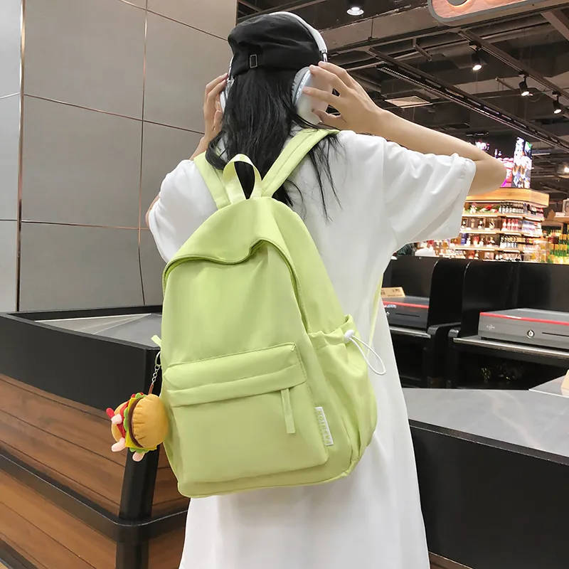 BUBM Nylon Backpack Regular Unisex Black/Ecru/Khaki/Light Yellow/Neon Green/Pink-18