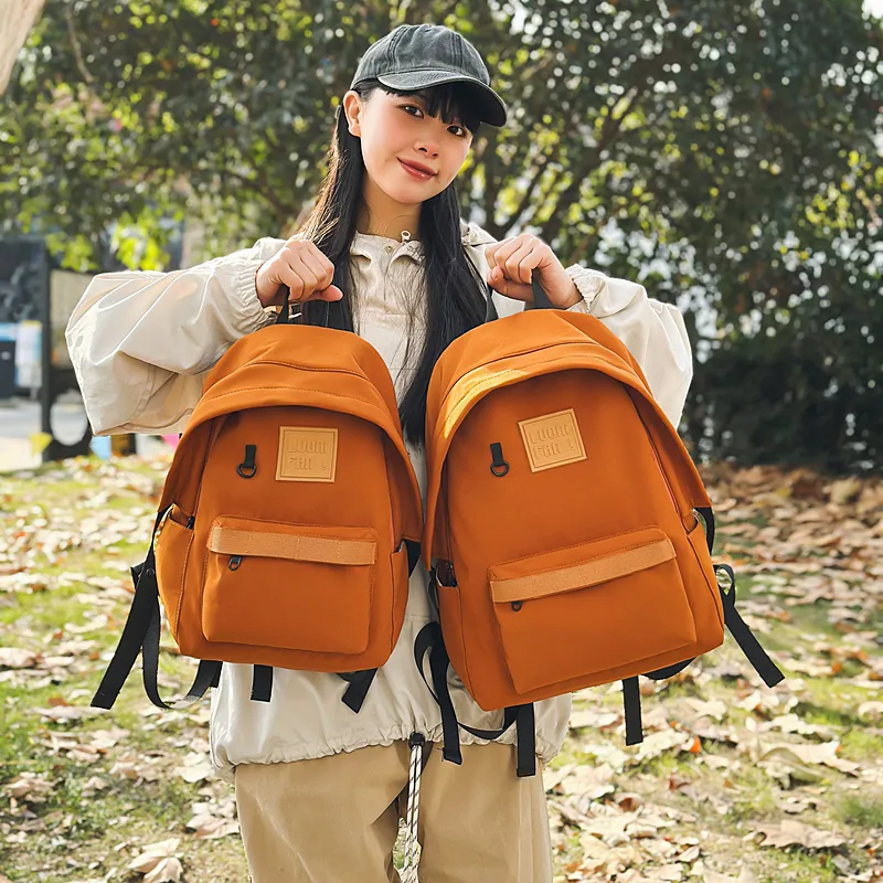 BUBM Nylon Backpack Unisex Purple/Orange/Black/White-7