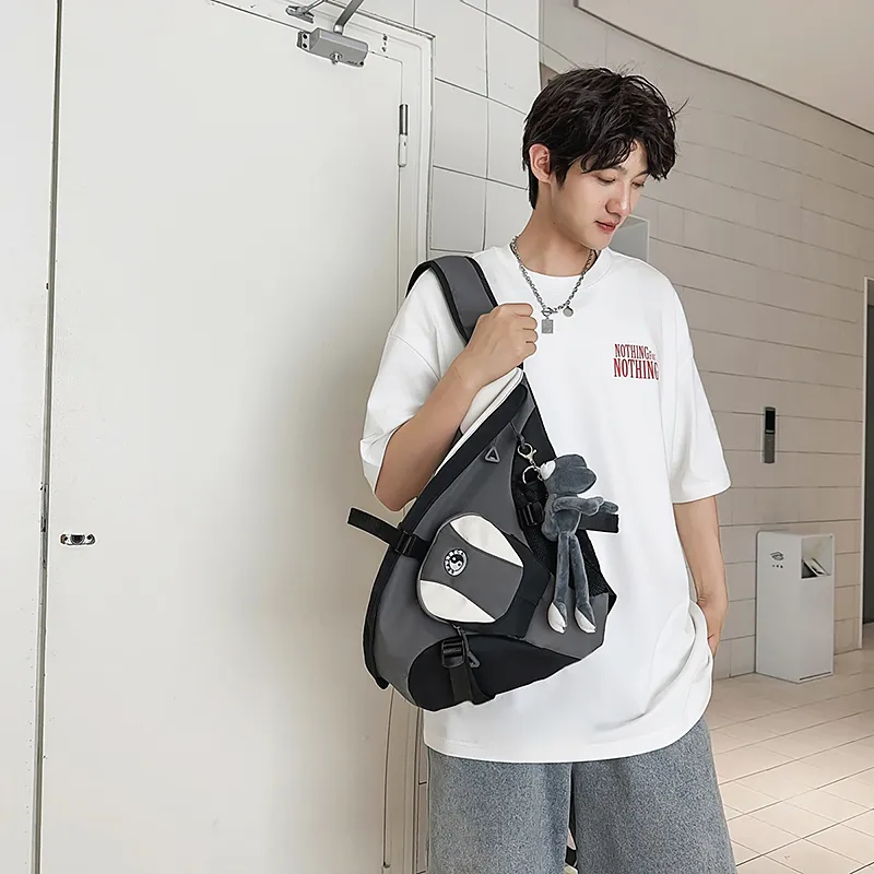 BUBM Nylon Sling Bag Unisex Black/grey/green/light Blue-10