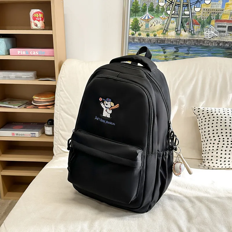 BUBM Nylon Backpack Unisex Yellow/Black/White/Khaki/Blue-8