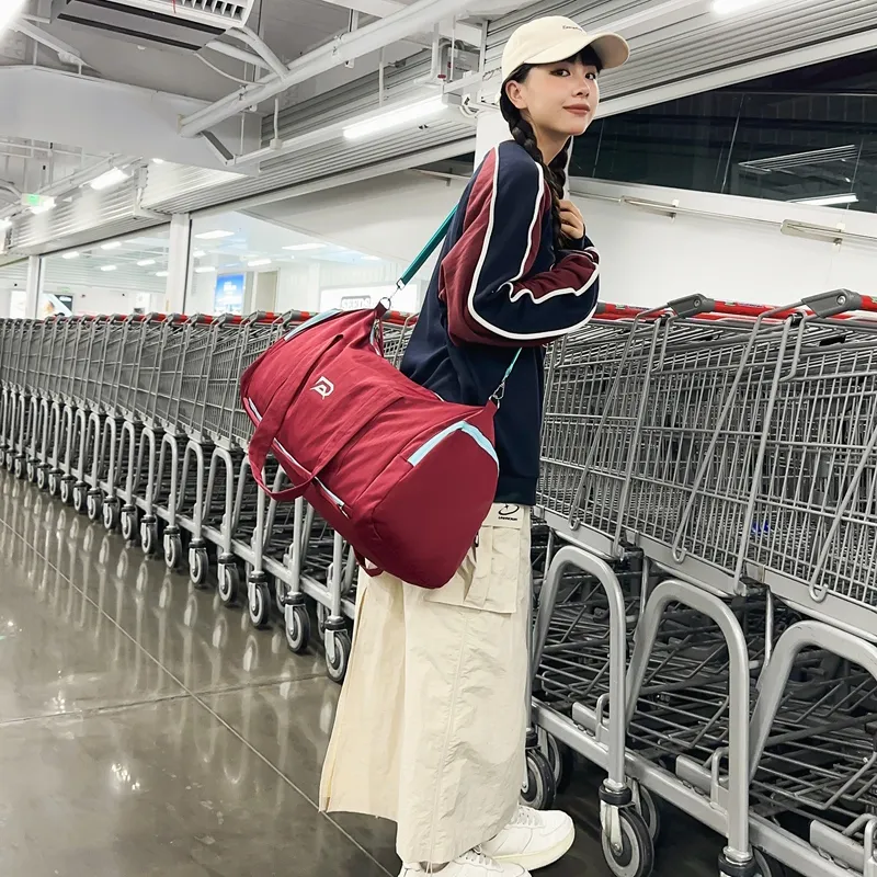 BUBM Nylon One Shoulder Travel Bag Unisex Light Gray/Dark Gray/Black/Red/Blue-18