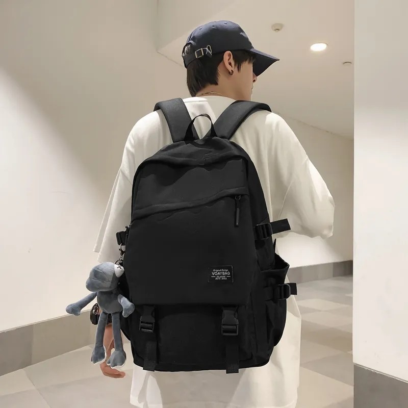 BUBM Nylon Backpack Unisex Black/White/Gray/Red/Blue-13