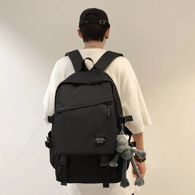 BUBM Nylon Backpack Unisex Black/White/Gray/Red/Blue-10