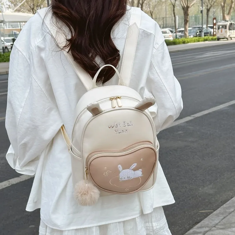 BUBM PU Backpack Regular Women's Pink/Khaki-7