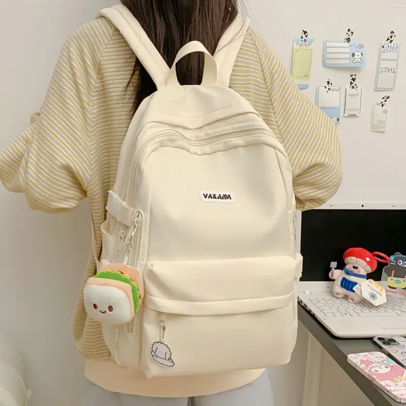 BUBM Composite Cloth Backpack Regular Unisex White/Gray/Black/Blue-3