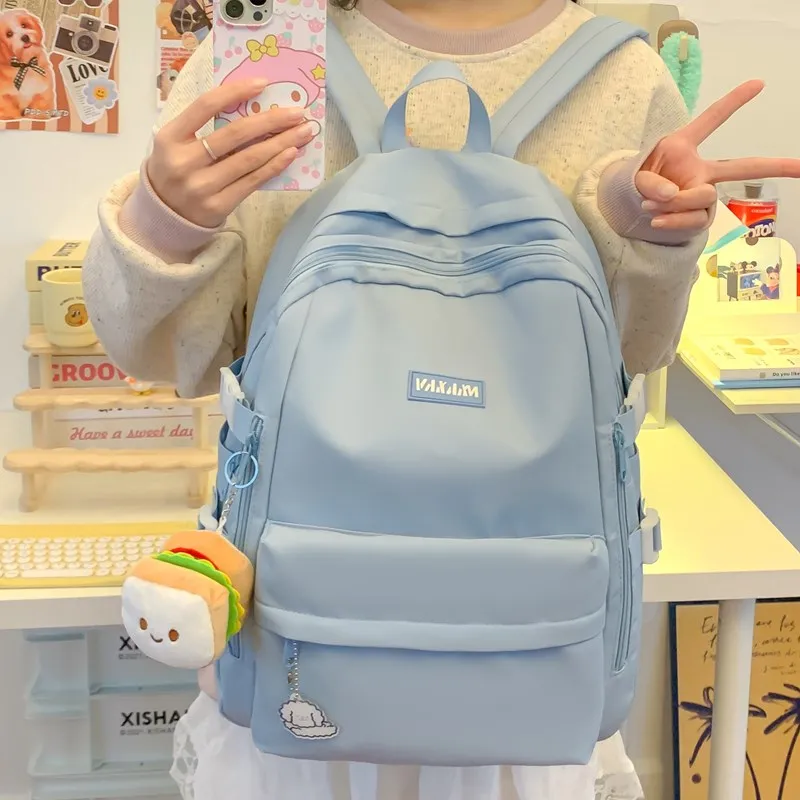 BUBM Composite Cloth Backpack Regular Unisex White/Gray/Black/Blue-20