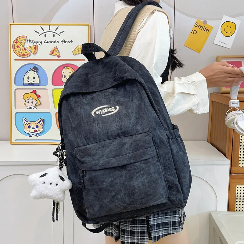 BUBM Nylon Backpack Regular Unisex White/Black/Burgundy/Blue-15