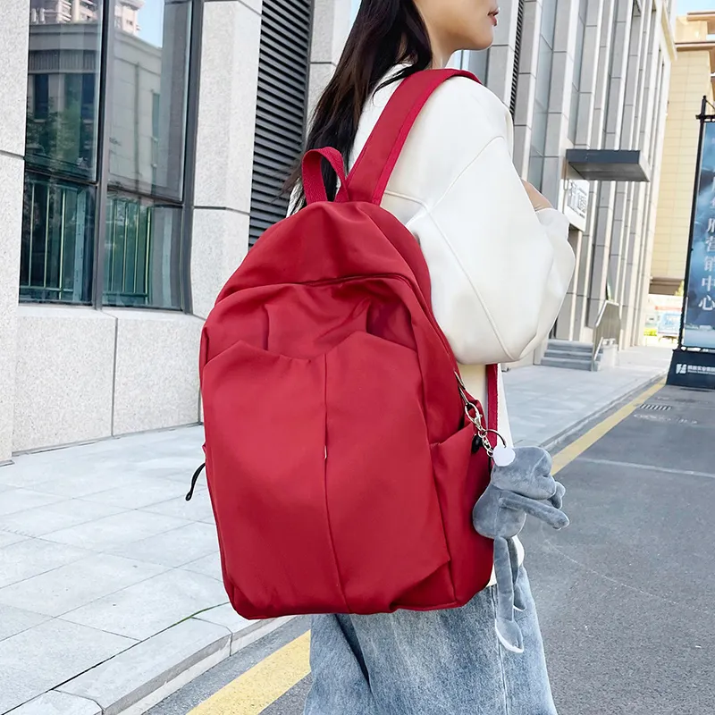 BUBM Nylon Backpack Regular Unisex Black/White/Gray/Red-5