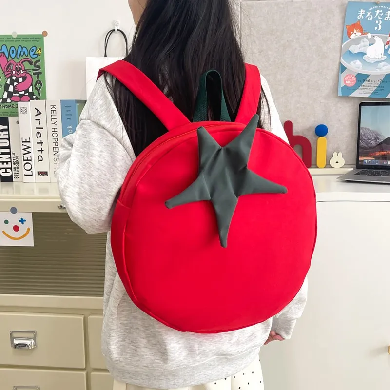 BUBM Composite Cloth Backpack Unisex Red Black/Green Yellow-5