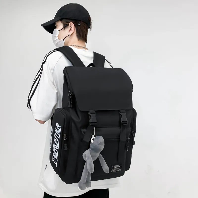 BUBM Canvas Backpack Unisex Black/Gray-7