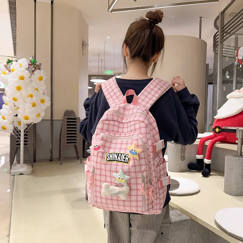 BUBM Nylon Backpack Regular Unisex Yellow/Pink/Coffee/Sprout Green/Turquoise-19