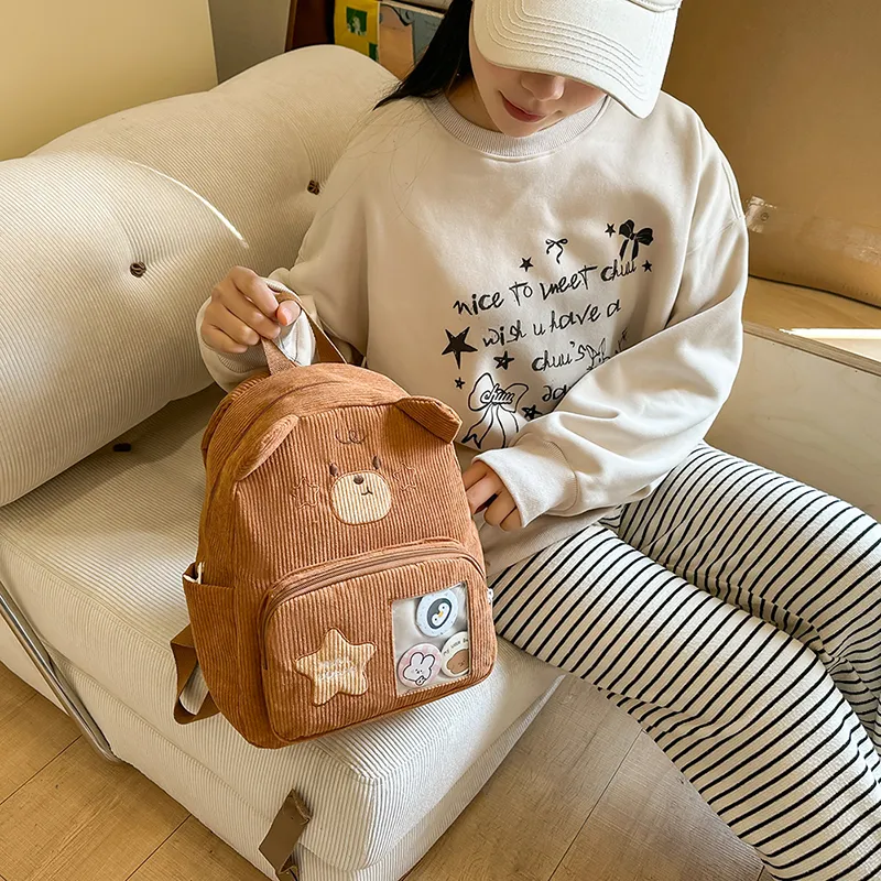 BUBM Corduroy Backpack Regular Unisex Apricot/Khaki/Brown-17