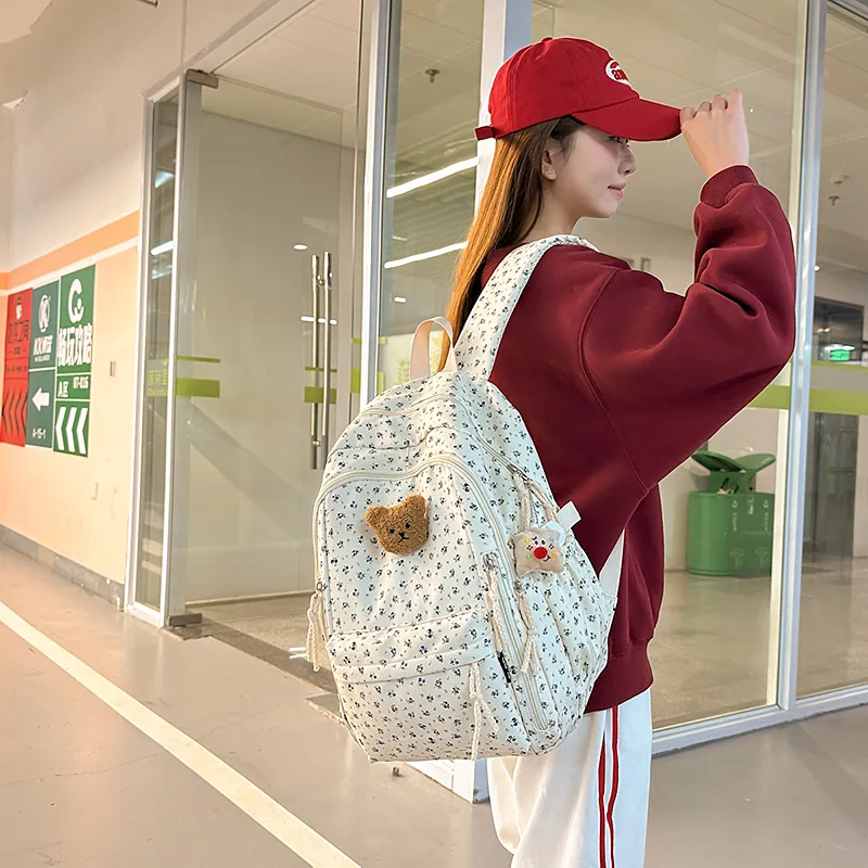 BUBM Nylon Backpack Unisex White-8