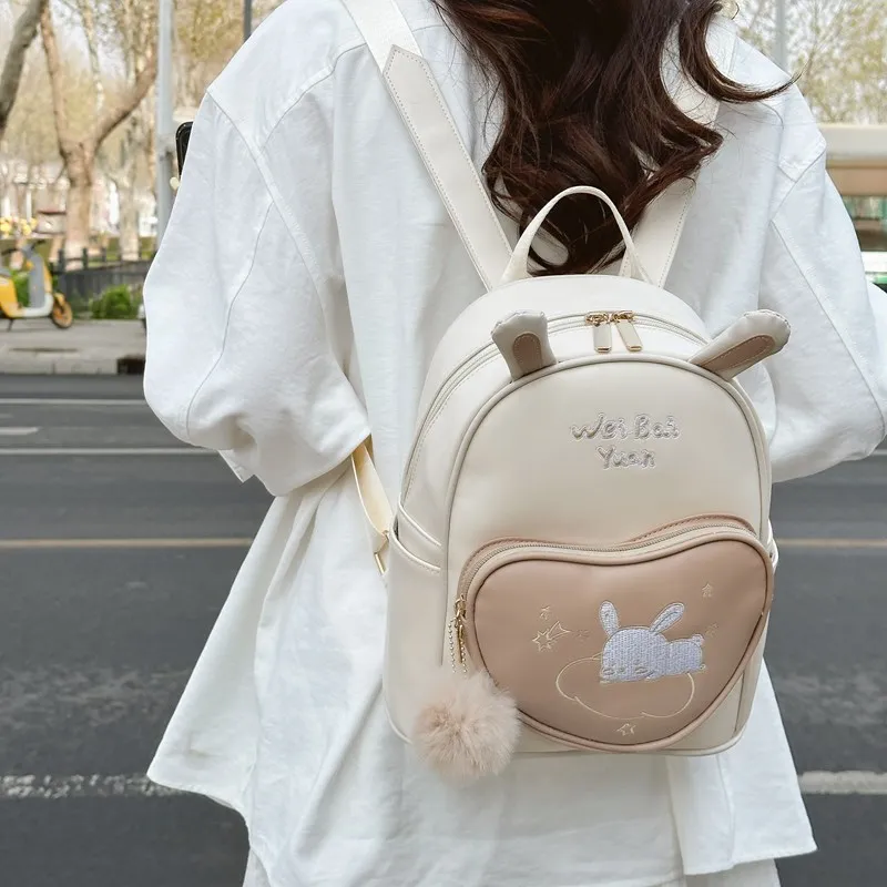 BUBM PU Backpack Regular Women's Pink/Khaki-9
