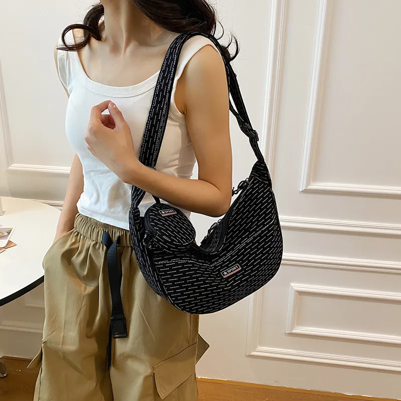 BUBM Composite Cloth Dumpling Bag Shoulder Bag Unisex Black/Yellow/Red/Green/Khaki-13