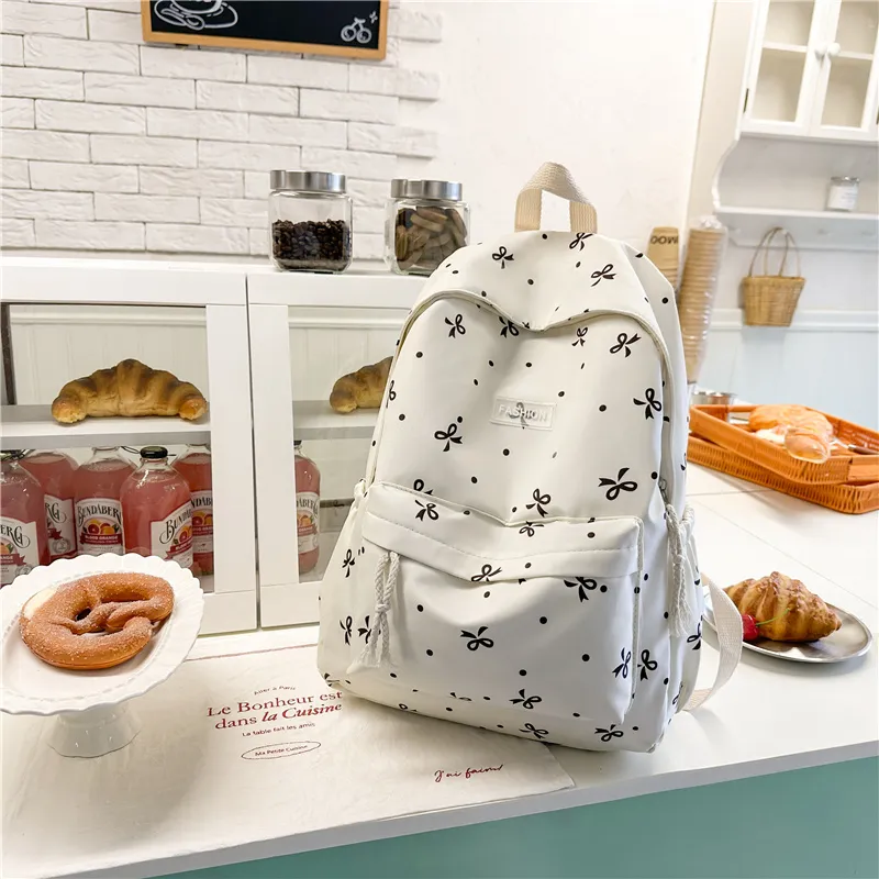 BUBM Nylon Backpack Unisex Black/Purple/White Blue Floral/White Red Floral/White Black Floral-23