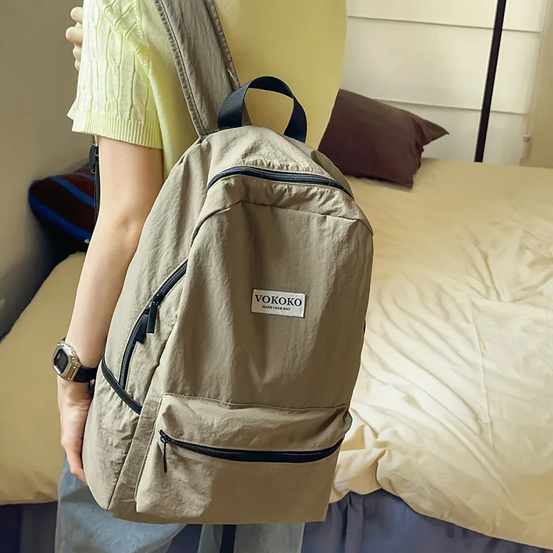 BUBM Nylon Backpack Unisex Black/Pink/Burgundy/Violet/Army Green-28