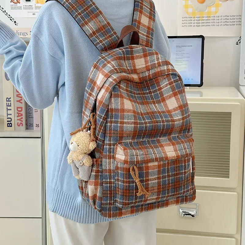 BUBM Composite Cloth Backpack Unisex Brown & Yellow/Gray Blue/Blue & Red/Orange-13