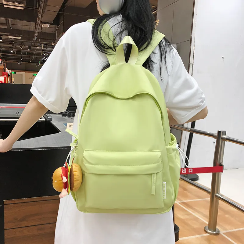 BUBM Nylon Backpack Regular Unisex Black/Ecru/Khaki/Light Yellow/Neon Green/Pink-21
