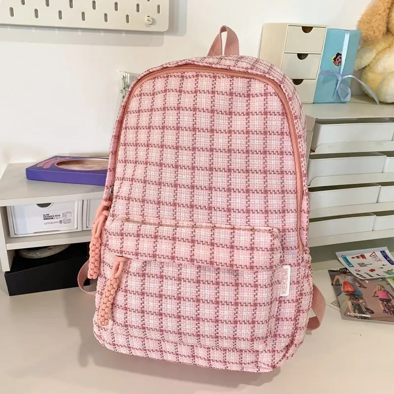 BUBM Cotton Linen Blend Backpack Unisex Yellow/Khaki/Green/Blue/Pink-14