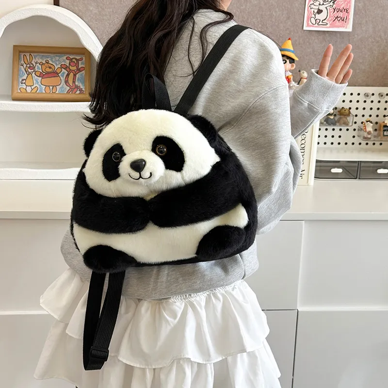BUBM Velour Backpack Unisex Black White-4