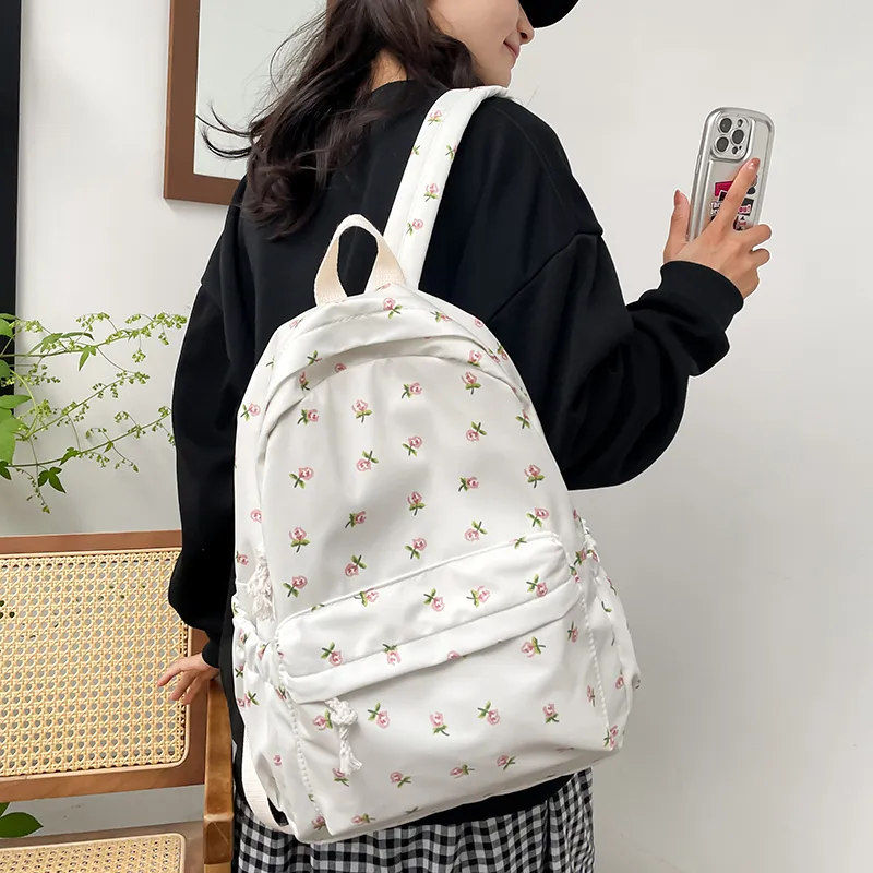 BUBM Nylon Backpack Regular Unisex White-5