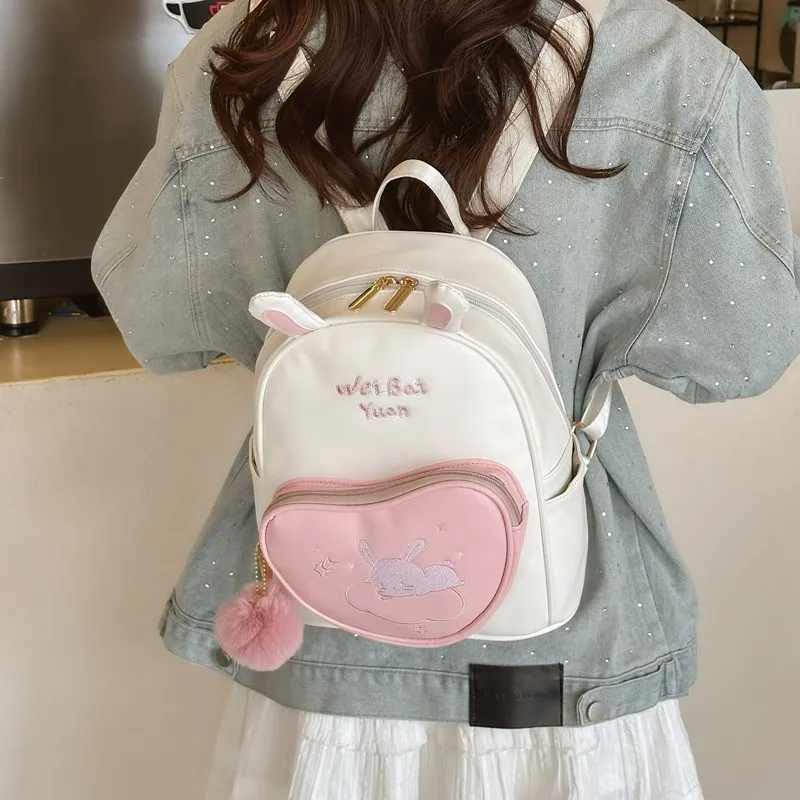 BUBM PU Backpack Regular Women's Pink/Khaki-1