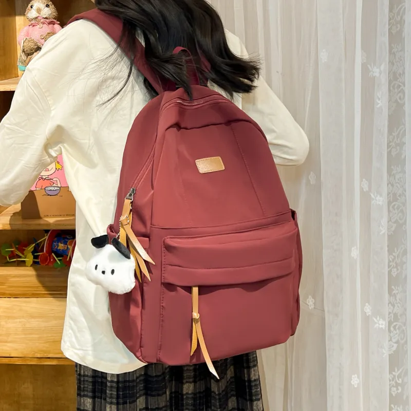 BUBM Composite Cloth Backpack Regular Unisex Black/Ecru/Green/Burgundy-7