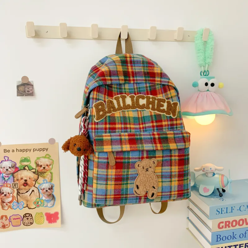 BUBM Woolen Backpack Women's Red/Blue/Coffee/Khaki/Beige Coffee-9