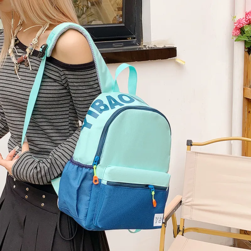 BUBM Nylon Fabric Backpack Unisex Red/Yellow/Teal/Purple Pink/Pink Green/Dark Pink-13