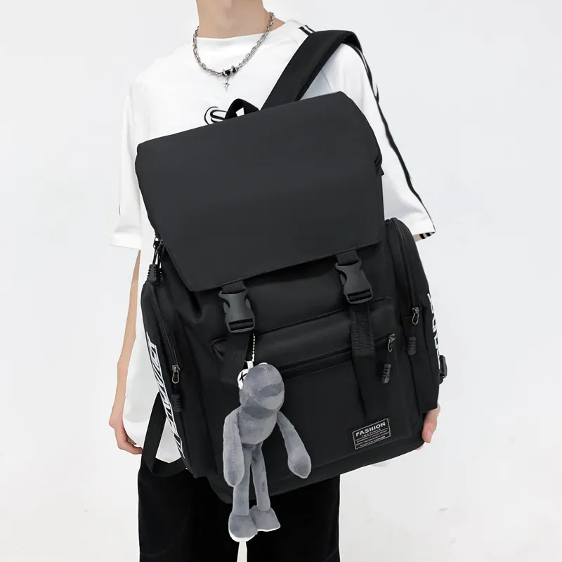 BUBM Canvas Backpack Unisex Black/Gray-9