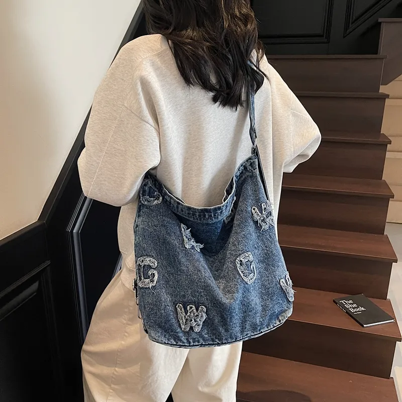 BUBM Denim Shoulder Bag Women's Dark Tea/Blue/Dark Blue-9