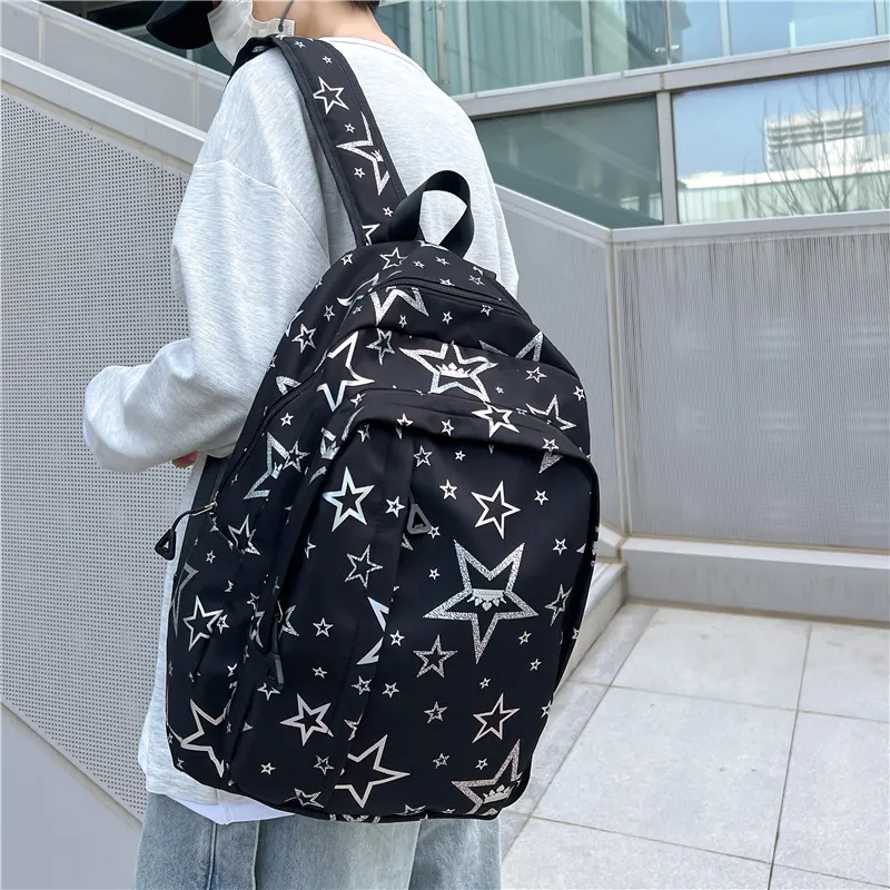 BUBM Composite Cloth Backpack Unisex White/Black/Purple/Orange/Green/Pink-9