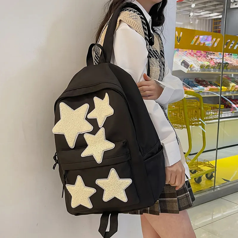 BUBM Nylon Backpack Regular Unisex Black/White/Light Purple/Navy Blue/Peacock Blue-14