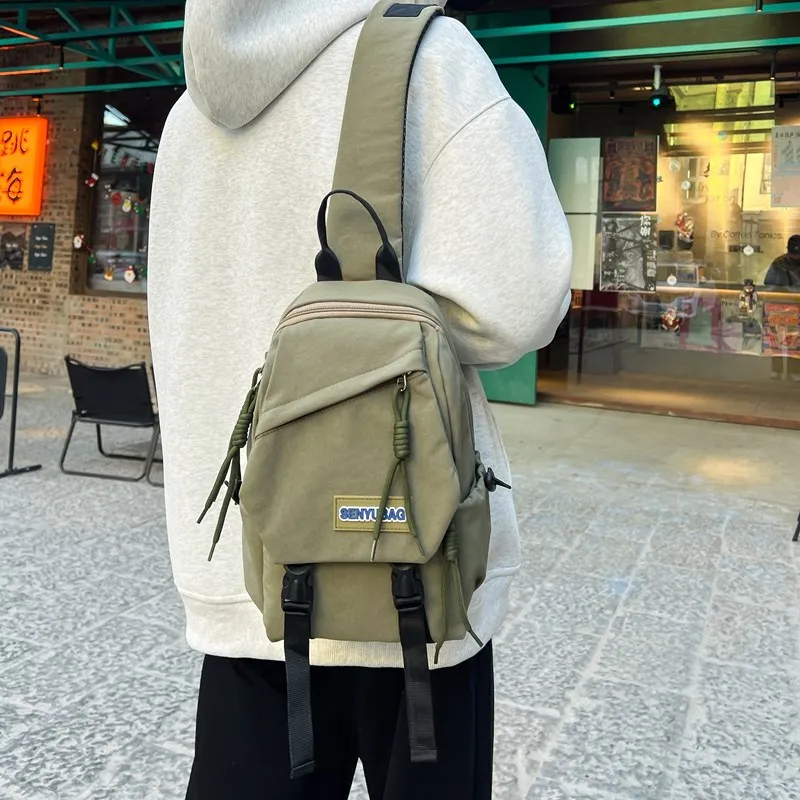 BUBM Composite Cloth Sling Bag, Crossbody Bag Regular Unisex Ecru/Black/Orange/Khaki/Green-21