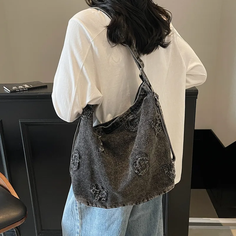 BUBM Denim Shoulder Bag Women's Dark Tea/Blue/Dark Blue-4