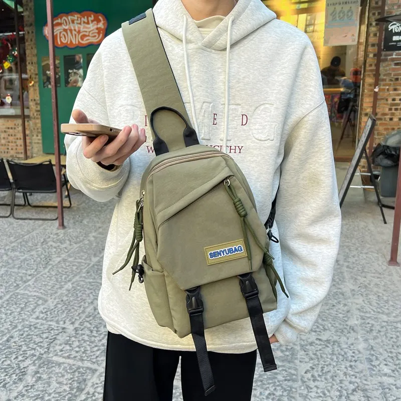 BUBM Composite Cloth Sling Bag, Crossbody Bag Regular Unisex Ecru/Black/Orange/Khaki/Green-22