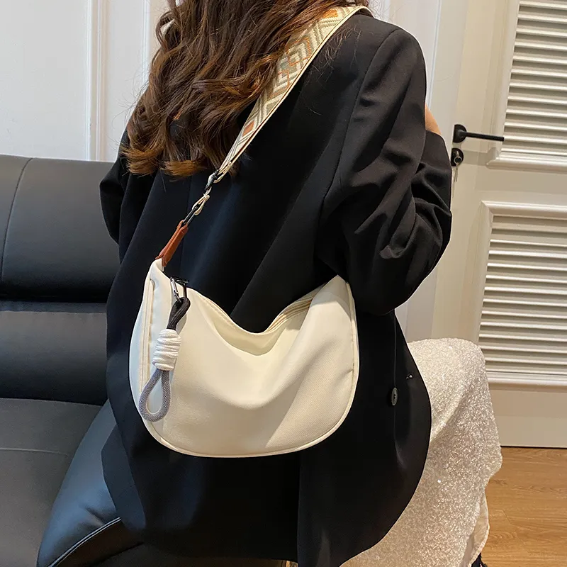 BUBM Composite Cloth Shoulder Bag Regular Unisex White Brown/White Black/Black/Pink-2